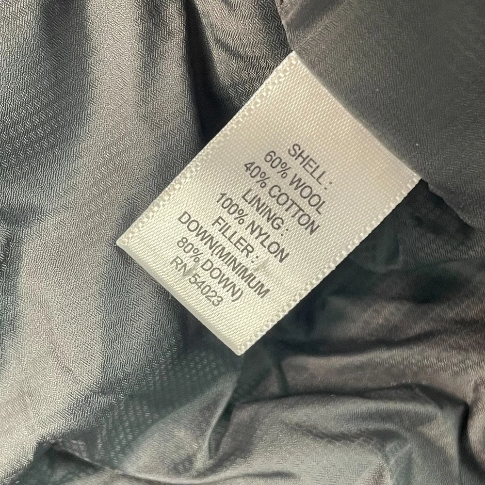 Banana Republic Down Jacket Men XL Grey Wool Blend‎ Full Zip Pockets Warm $349